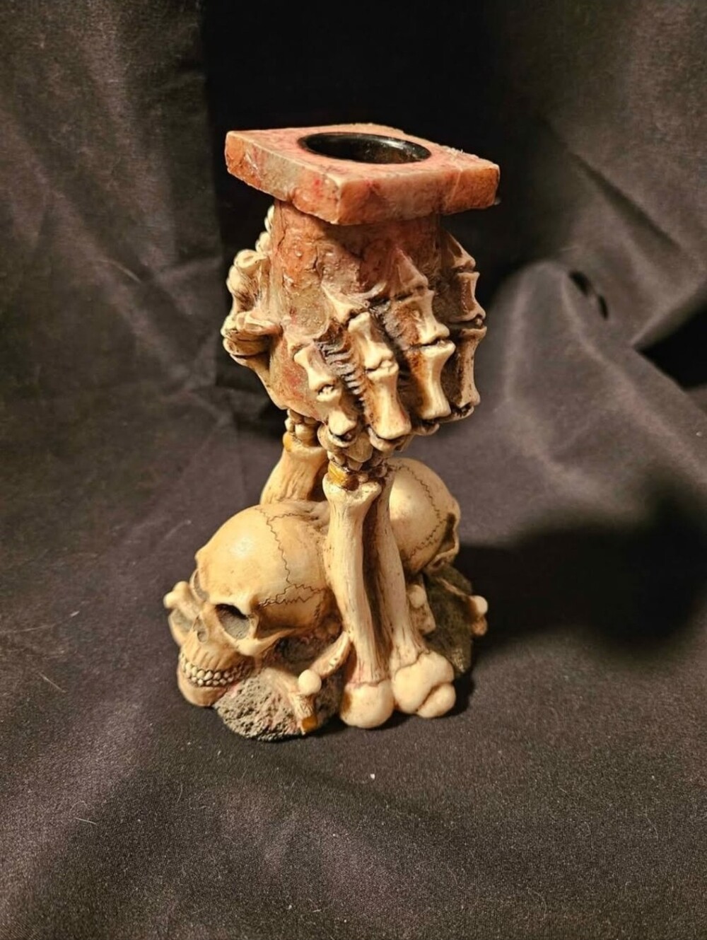 Goth Skull And Crossbones Candle Holder